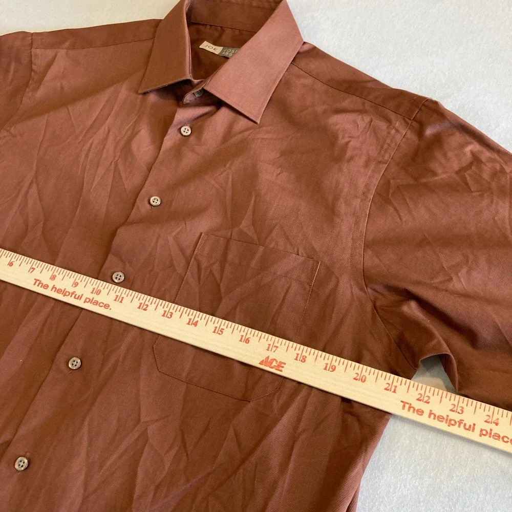 JOE Joseph‎ Abboud Mens Dress Shirt 16 32/33 Copper Brown Cotton Blend L/S